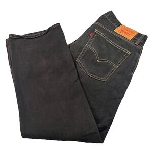 Levi's 514 Jeans Men's 36x30 Straight Leg Slim Fit Black Dark Wash Denim EUC